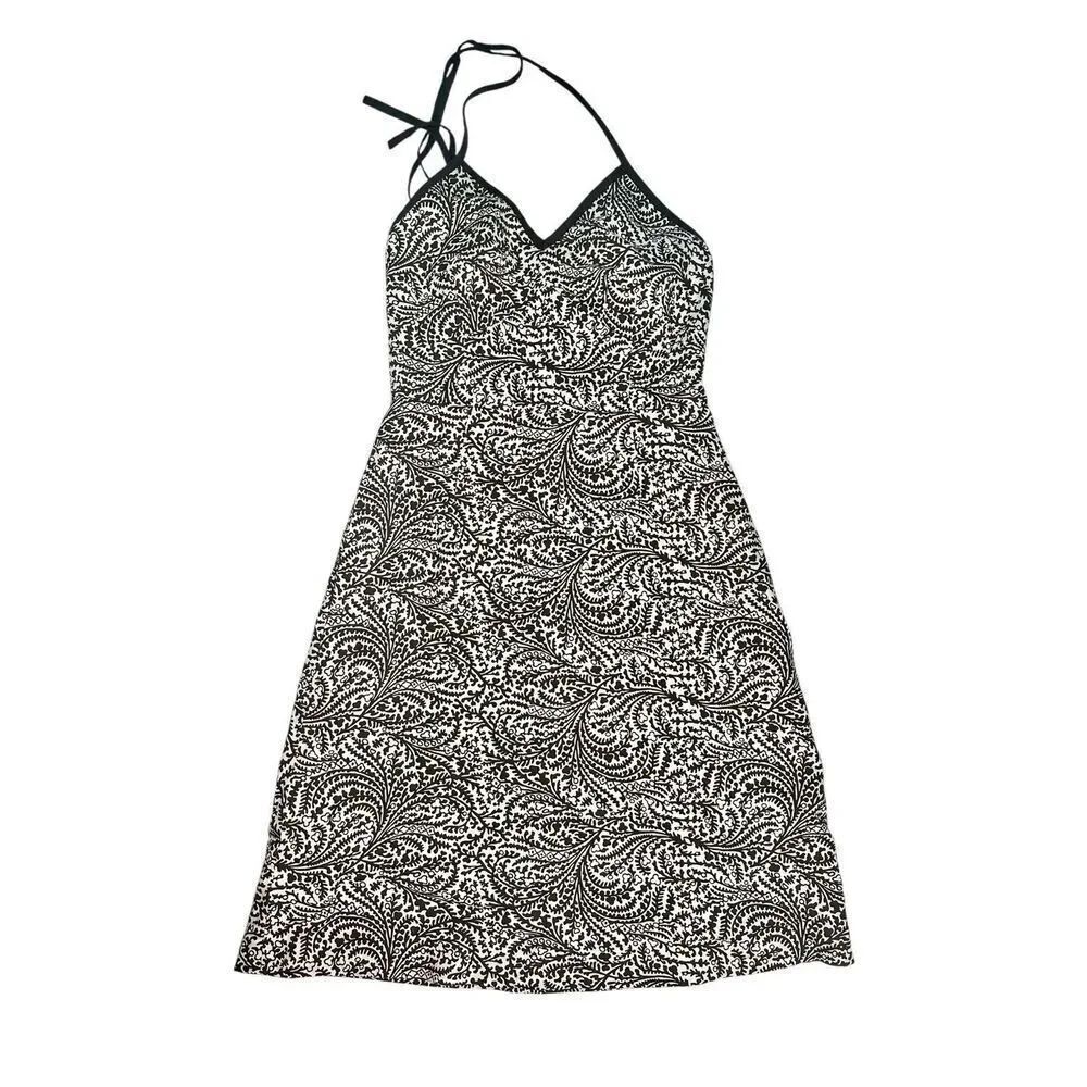 Ann Taylor Loft Floral Print Halter Lined Dress Brown & White Women’s Size 0
